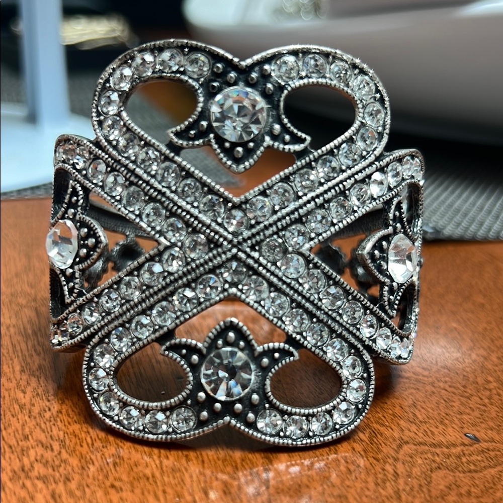 Silver Rhinestone Statement Ring - image 1